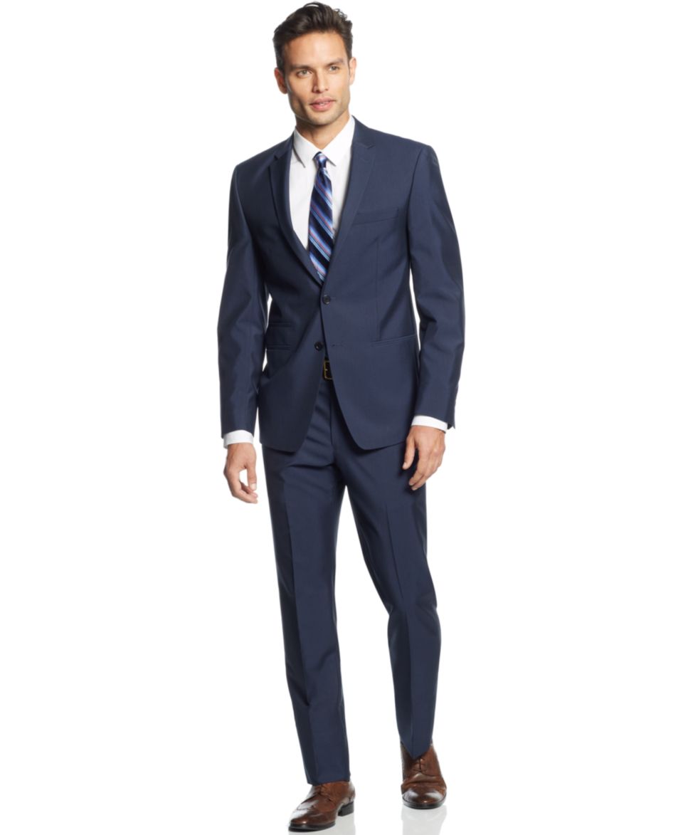 Kenneth Cole Reaction Suit Navy Mini Stripe Slim Fit   Suits & Suit Separates   Men
