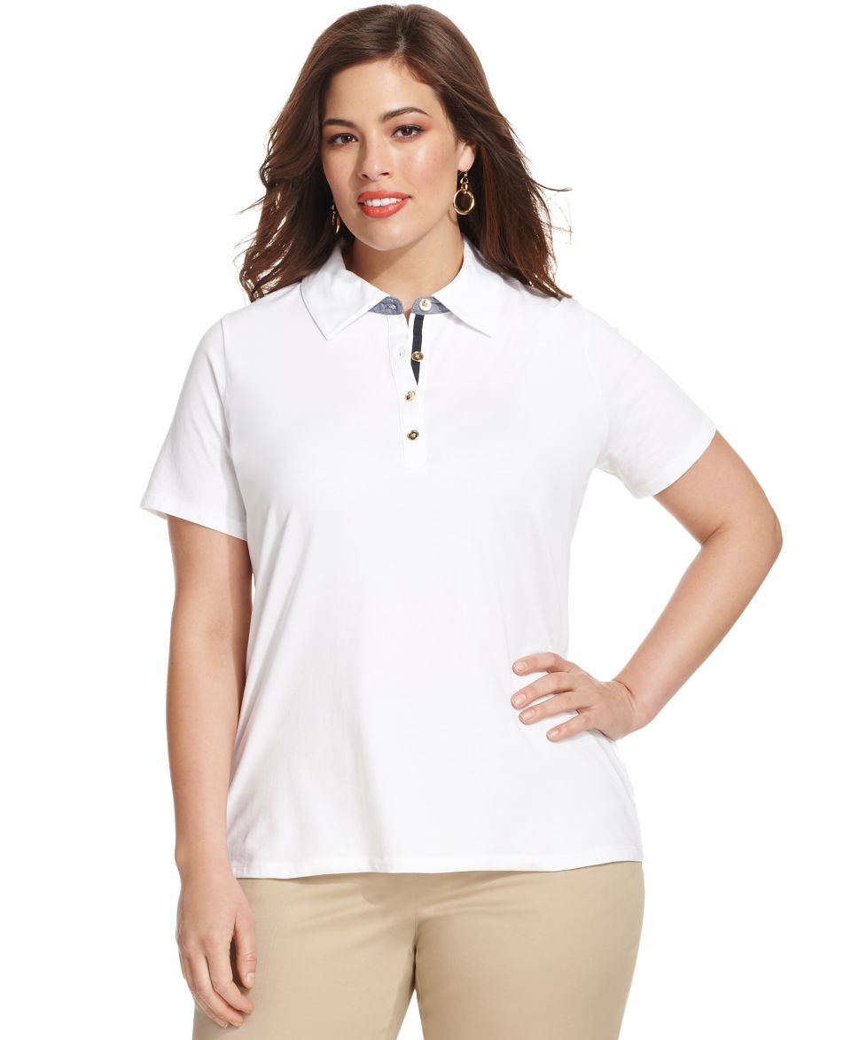 Jones New York Signature Plus Size Short Sleeve Polo Shirt