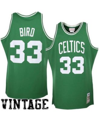 Мужская футболка Larry Bird Kelly Green Boston Celtics 1985/86 из натуральной кожи в классическом стиле.