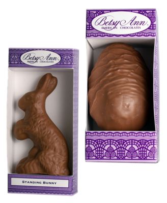 Шоколадные конфеты Betsy Ann, молочный шоколад, арахисовое масло, растаявшее яйцо и стоящий кролик, Набор из 2 конфет.