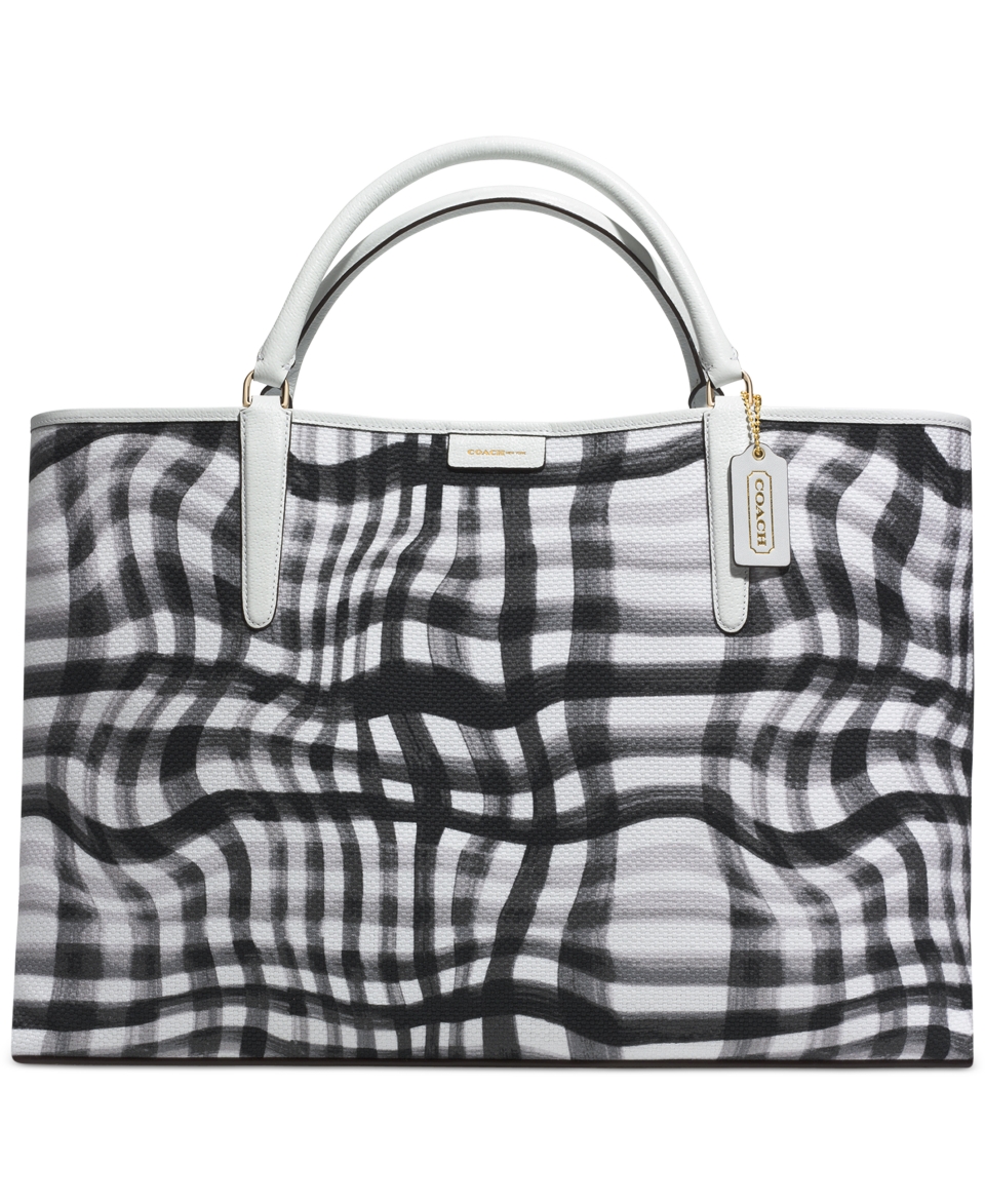 COACH THE LARGE EAST/WEST TOWN TOTE IN WAVY GINGHAM CANVAS   COACH   Handbags & Accessories