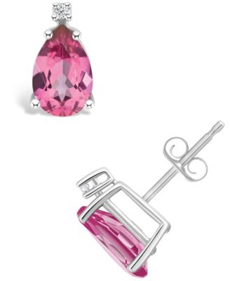 Серьги Macy's с розовым топазом 2,1 кт, в белом золоте