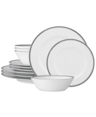 Набор посуды Noritake Whiteridge Platinum из 12 предметов, рассчитанный на 4 персоны