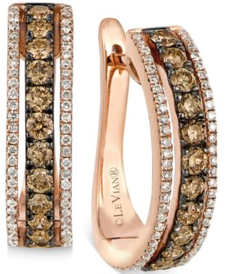 Le Vian Chocolate And White Diamond Hoop Earrings In 14k Rose Gold (9/ ...