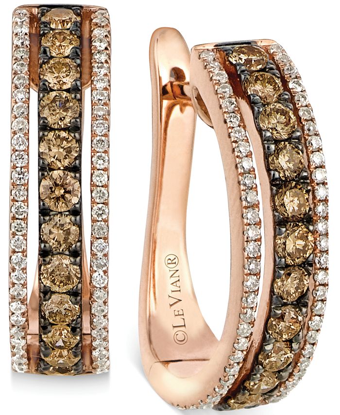 Le Vian Chocolate And White Diamond Hoop Earrings In 14k Rose Gold 910 Ct Tw And Reviews