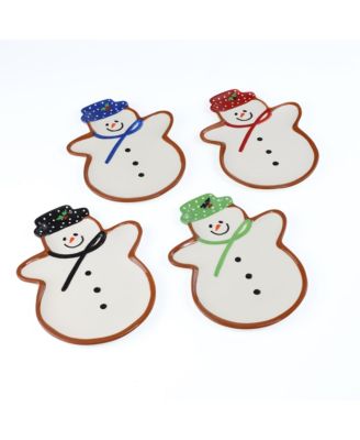 Тарелки для праздничного снеговика Euro Ceramica Winterfest, набор из 4 штук