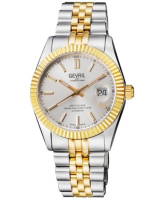 Мужские швейцарские автоматические двухцветные часы-браслет из нержавеющей стали SS IPYG West Village Swiss Gevril, 40 мм