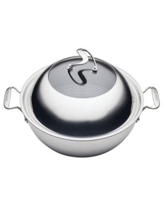 14-дюймовый индукционный вок Circulon из нержавеющей стали со стеклянной крышкой и гибридной технологией Steelshield с антипригарным покрытием