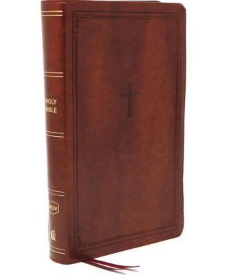 NKJV, Библия-справочник в конце стиха, Крупный шрифт, Кожа мягкая, Коричневый, С красными буквами, Удобный принт: Святая Библия, Новая версия Короля Иакова от Томаса Нельсона