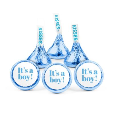 Конфеты Just Candy It's a Boy для душа малыша Голубые Hershey's Kisses из молочного шоколада, 90 штук