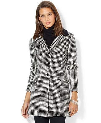 Lauren Ralph Lauren Houndstooth Wool Walker Coat - Coats - Women - Macy's