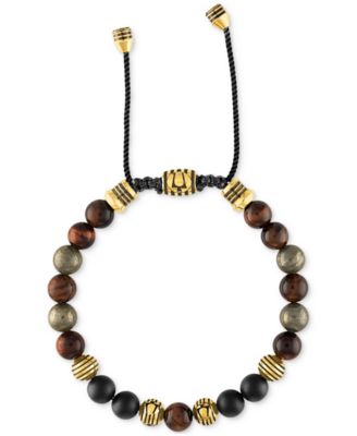 Мужской браслет-боло из бисера Bulova Marine Star, выполненный из позолоченной нержавеющей стали