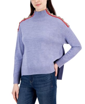 Women's Colorblocked Mock-Neck Sweater