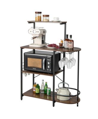 Стойка для выпечки Costway Kitchen, подставка для микроволновой печи, кофейный бар с крючками и держателем для бокалов