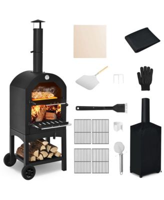 Уличная печь-гриль для пиццы Costway на дровах с камнем для пиццы и водонепроницаемым покрытием