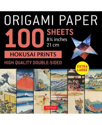 Бумага для оригами, 100 листов, Hokusai Prints, 8 1/4 дюйма (21 см) - Очень большие двусторонние листы для оригами с 12 различными принтами (в комплекте инструкции для 5 проектов) от Tuttle Studio