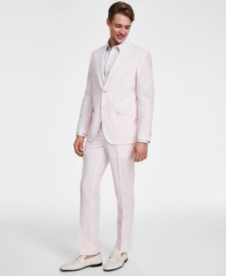 Однотонный мужской костюм из стрейчевого льна Kenneth Cole Reaction облегающий фигуру 22390₽