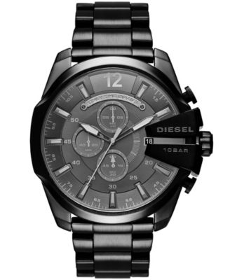 Мужские часы Diesel Men's Mega Chief с хронографом, черные, из нержавеющей стали, 51 мм