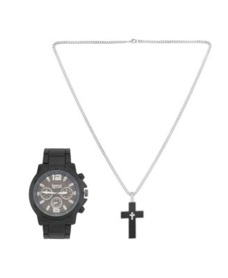 Подарочный набор мужских кварцевых часов American Exchange из черного сплава диаметром 46 мм