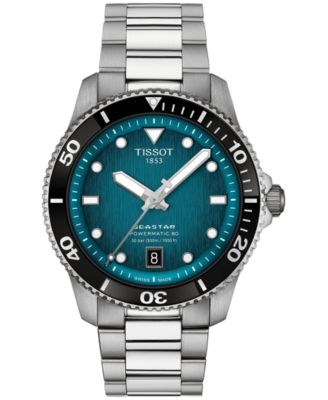 Мужские швейцарские автоматические часы Tissot Seastar 1000 Powermatic 80 с браслетом из нержавеющей стали 40 мм