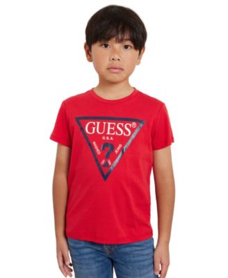 Классическая футболка с логотипом GUESS Big Boys из мягкого джерси с коротким рукавом красного цвета