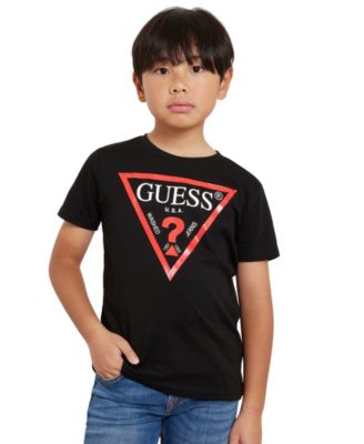 Классическая футболка с логотипом GUESS Big Boys из мягкого джерси с коротким рукавом черного цвета