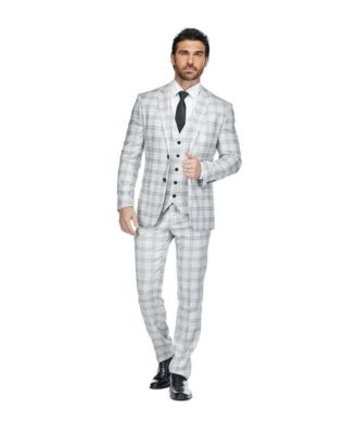 Мужской приталенный клетчатый костюм в клетку от Gino Vitale, состоящий из 3 предметов