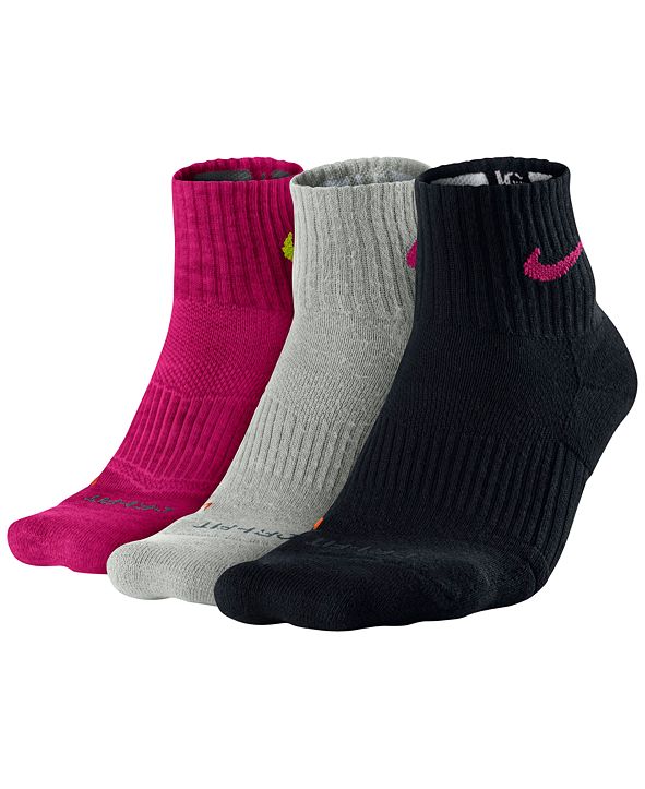 Nike Dri-FIT Cushion Quarter Socks 3-Pack & Reviews - Underwear & Socks ...