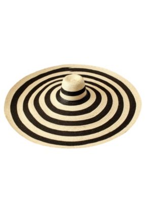 Brunna.co Соломенная шляпа Solana в полоску оверсайз черного и натурального цвета