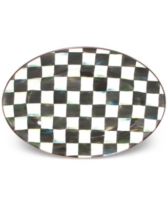 Маленькое овальное блюдо из эмалированной стали Mackenzie-Childs в изысканную клетку