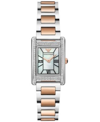 Женские двухцветные часы Emporio Armani с браслетом из нержавеющей стали диаметром 32 мм