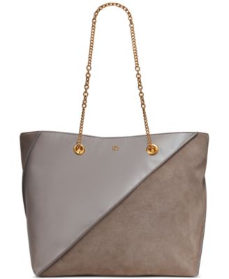 Сумка-тоут из кожи и замши Donna Karan New York Setauket с ремешком-цепочкой