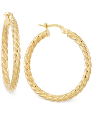 Italian Gold Twisted Hoop Earrings in 