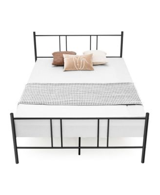 Полноразмерный каркас кровати на стальной платформе Gymax с изголовьем и прочным основанием для матраса