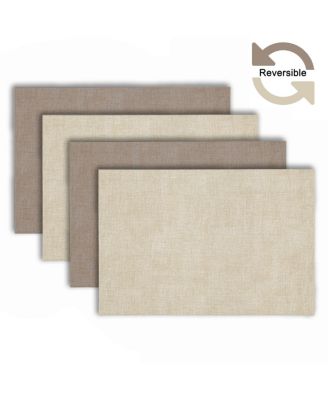 Изысканный домашний обеденный набор из искусственной кожи Amalfi Look Outdoor Текстурированные 2 цветные реверсивные прямоугольные салфетки размером 12 x 18 дюймов, набор из 4