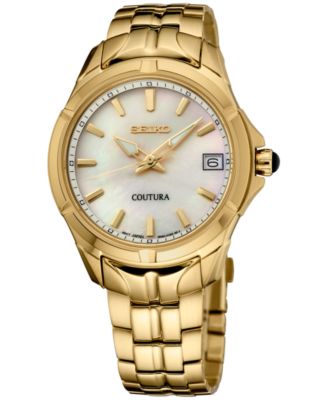 Женские часы Seiko Coutura с золотым браслетом из нержавеющей стали 34 мм