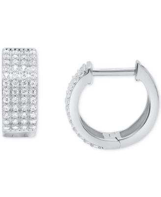 Женские серьги‑кольца Macy's Diamond Four Row, серебро, 0,5 кт