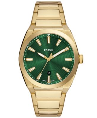 Мужские золотые часы Fossil Everett с тремя стрелками и датой из нержавеющей стали, 42 мм