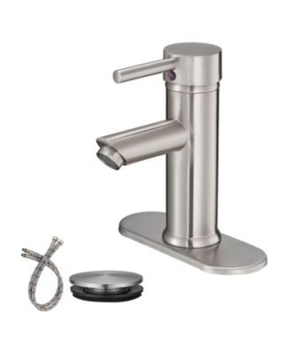 Смеситель для ванной из матового никеля Greenspring, с одним отверстием и ручкой, Водосберегающий носик-аэратор, Выдвижной слив и подводка, не содержит свинца