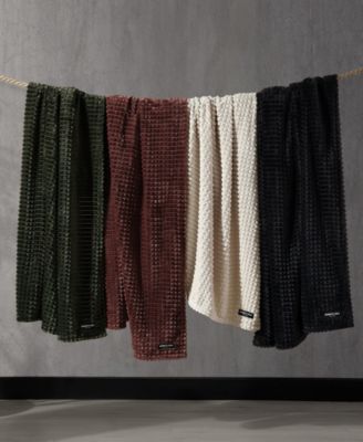 РАСПРОДАЖА! Кеннет Коул, Нью-Йорк, Жаккардовый плед из плотного текстурированного плюша, 60 х 50 дюймов