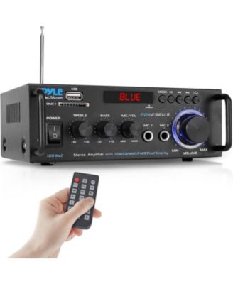 Стереоусилитель мощности Pyle с Bluetooth, RCA, USB/SD/FM, 100 Вт, черный