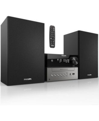 Проигрыватель компакт-дисков PHILIPS Stereo Shelf System с Bluetooth, USB и Aux входами, насыщенным звуком и басами, FM-радио, ЖК-дисплей, Пульт дистанционного управления, Элегантный дизайн, черный