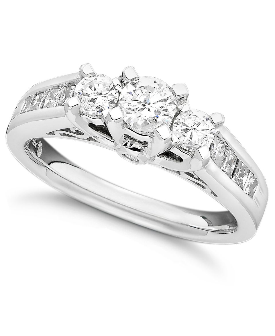 Diamond Ring, 14k White Gold Three Stone Diamond (1 ct. t.w.)