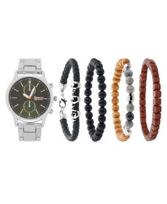 Мужские кварцевые часы American Exchange из блестящего серебристого металлического сплава, 44 мм