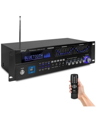 6-канальный Bluetooth-усилитель для домашнего кинотеатра Pyle - Встроенный вентилятор охлаждения, радиоантенна, BT/FM /Оптический/коаксиальный / HDMI и двойной 10-полосный эквалайзер, пиковая мощность 2000 Вт, черный
