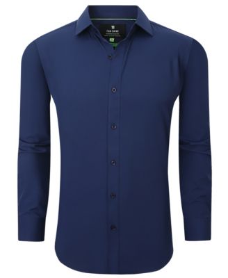 Мужская приталенная однотонная рубашка-стрейч Tom Baine Men Slim Fit в четырех направлениях