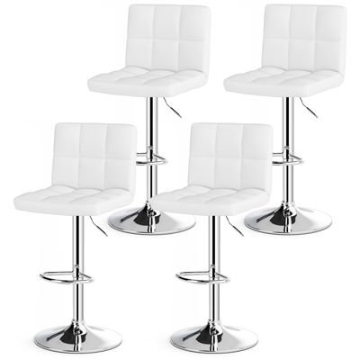 Набор из 4 барных стульев Gymax из искусственной кожи, Вращающийся барный стул с регулируемой высотой