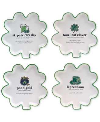 Сертифицированные тарелки для лакомств в виде трилистника на Международный день Святого Патрика, набор из 4 штук
