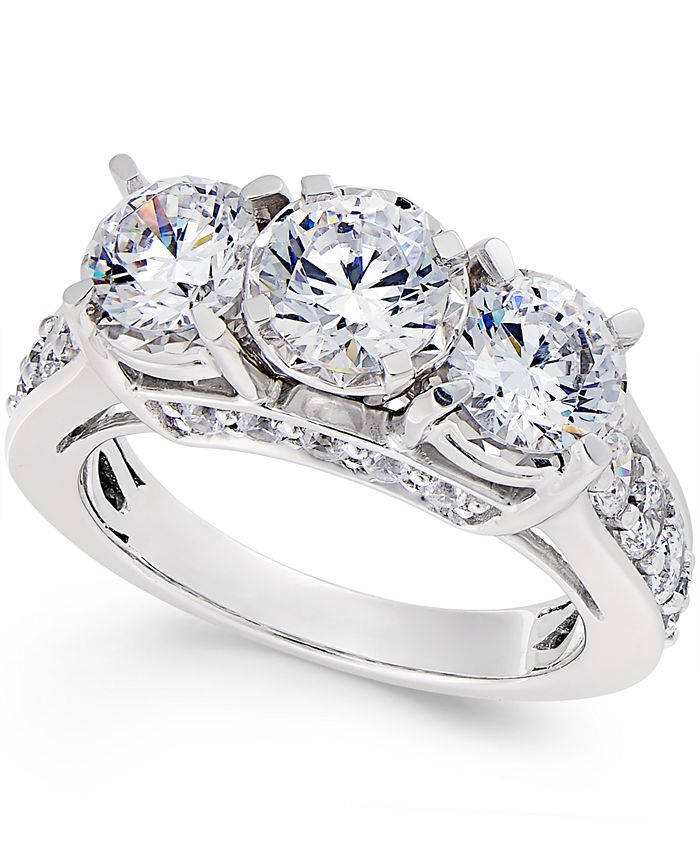 Macy's Diamond 3Stone Ring (3 ct. t.w.) in 14k White Gold & Reviews