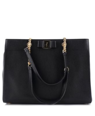 Кожаная сумка Salvatore Ferragamo с большим бантом Vara, бывшая в употреблении, с двойной цепочкой